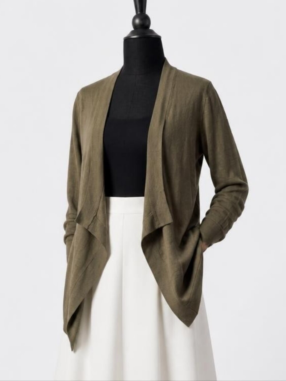 All Saints Olive Draped Open Cardigan